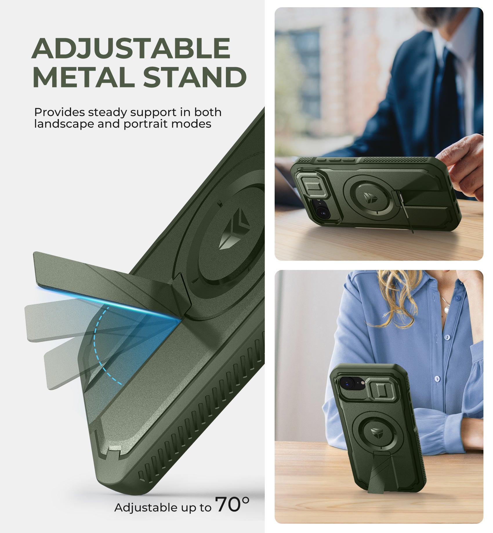 Dexnor Case For iPhone 16e With Slide Camera Cover MagSafe Heavy-duty Shockproof Full Body Built-in Screen Protector Adjustable Kickstand