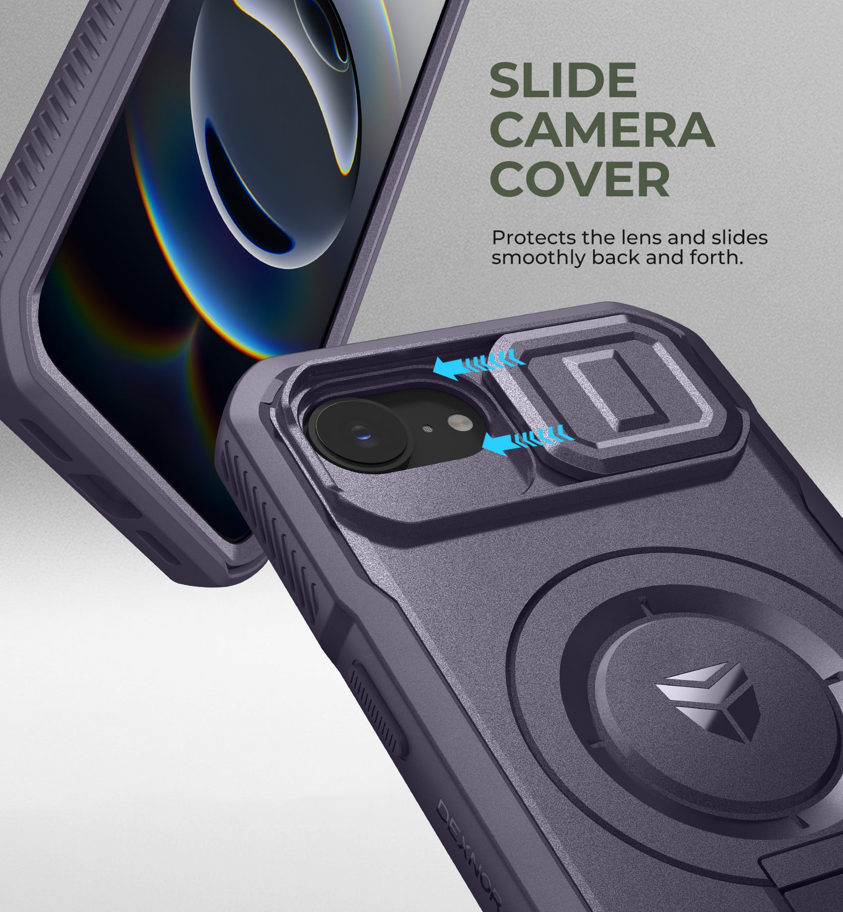 Dexnor Case For iPhone 16e With Slide Camera Cover MagSafe Heavy-duty Shockproof Full Body Built-in Screen Protector Adjustable Kickstand