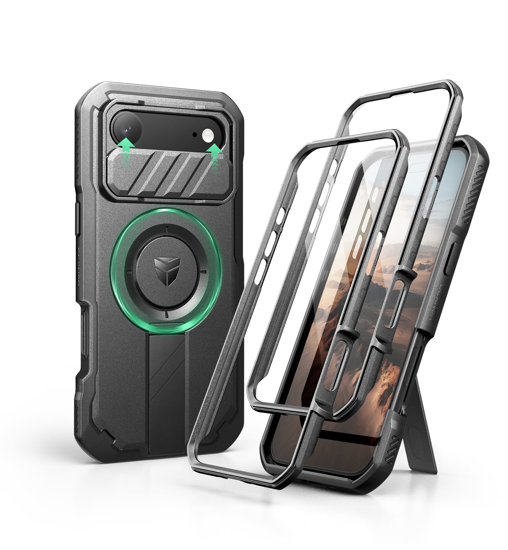 Dexnor Case For iPhone 17 Air With Slide Camera Cover MagSafe Heavy-duty Shockproof Bumper Full Body Built-in Screen Protector 6.5 Inch