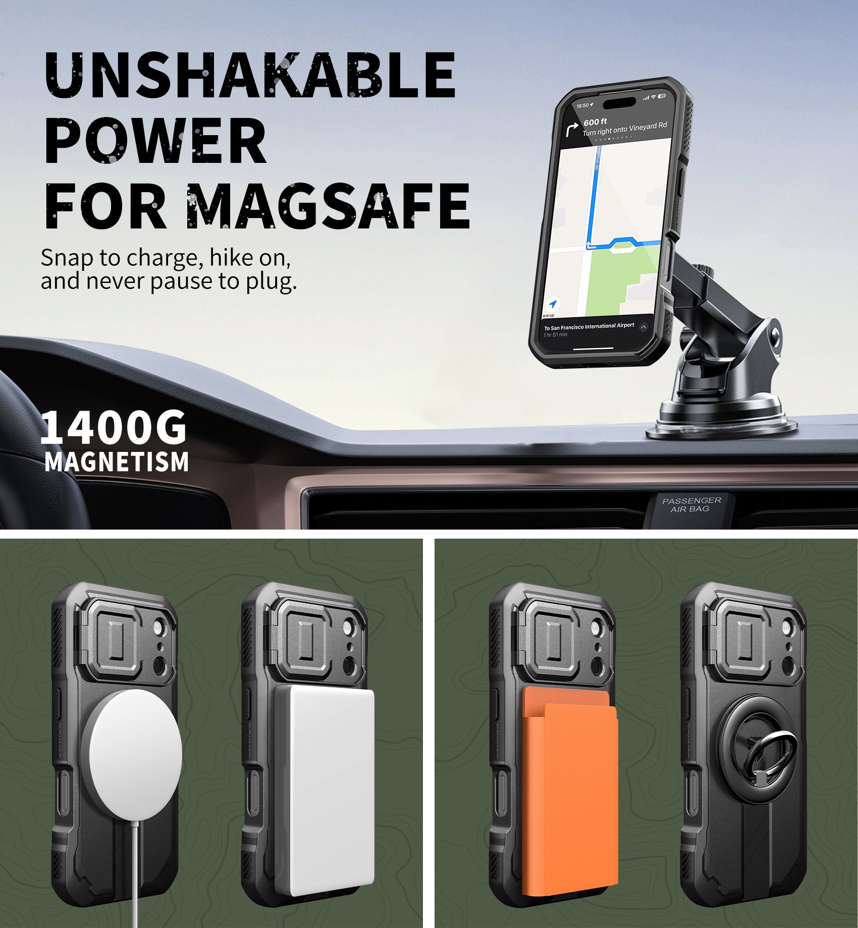 Dexnor Case For iPhone 17 Pro With Flip Camera Cover MagSafe Heavy-duty Shockproof Bumper Full Body Built-in Screen Protector 6.3 Inch