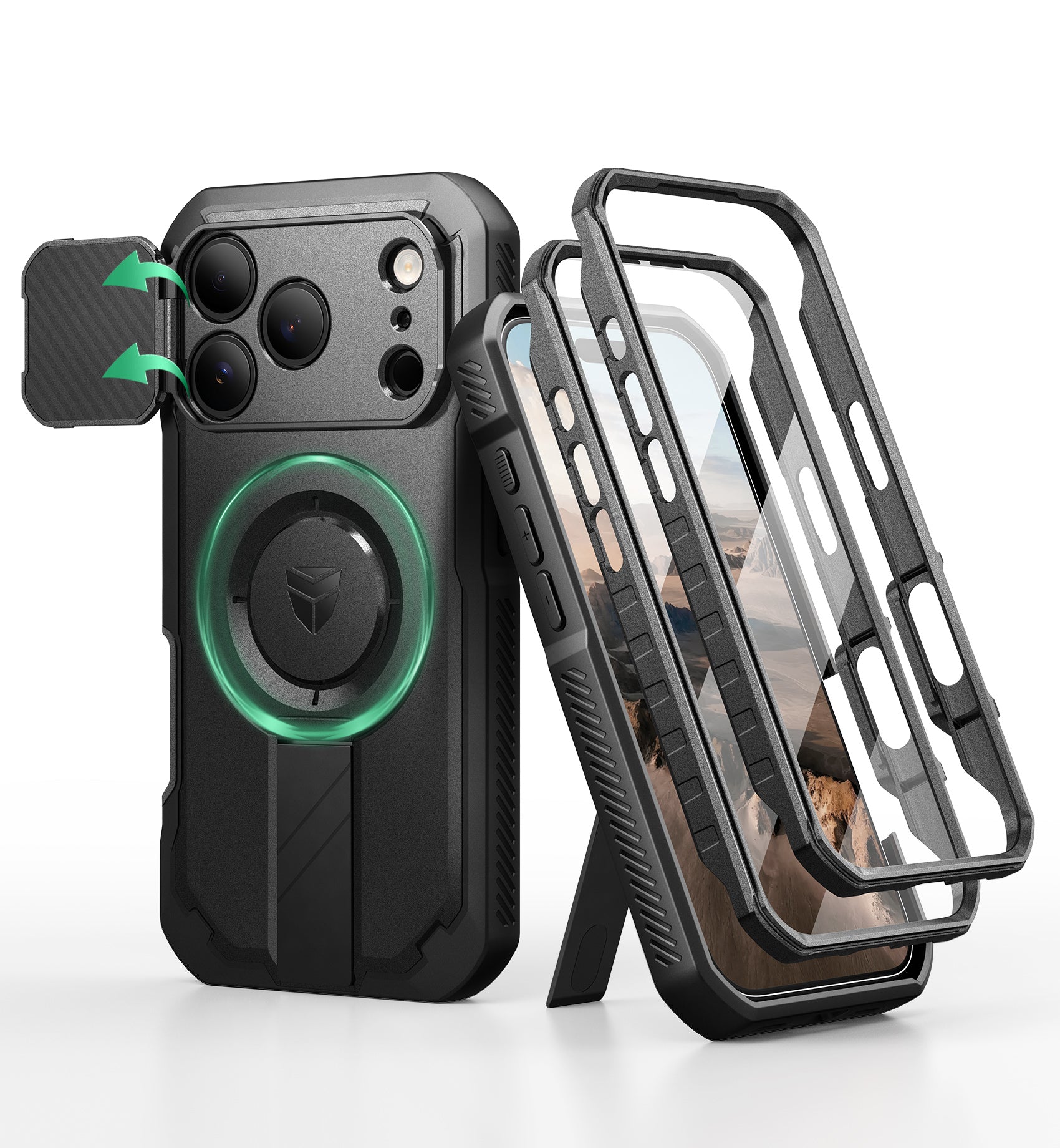 Dexnor Case For iPhone 17 Pro With Flip Camera Cover MagSafe Heavy-duty Shockproof Bumper Full Body Built-in Screen Protector 6.3 Inch