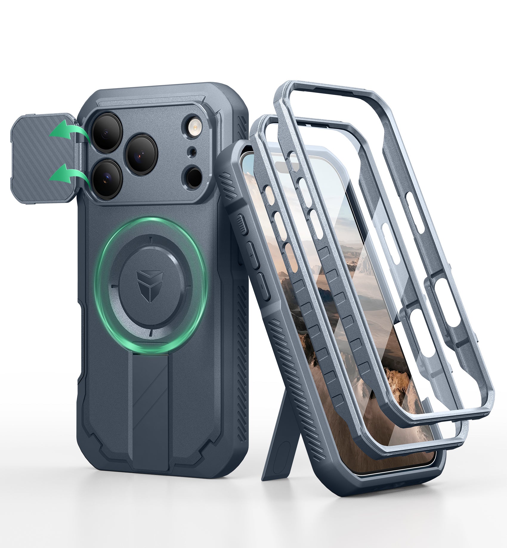 Dexnor Case For iPhone 17 Pro With Flip Camera Cover MagSafe Heavy-duty Shockproof Bumper Full Body Built-in Screen Protector 6.3 Inch