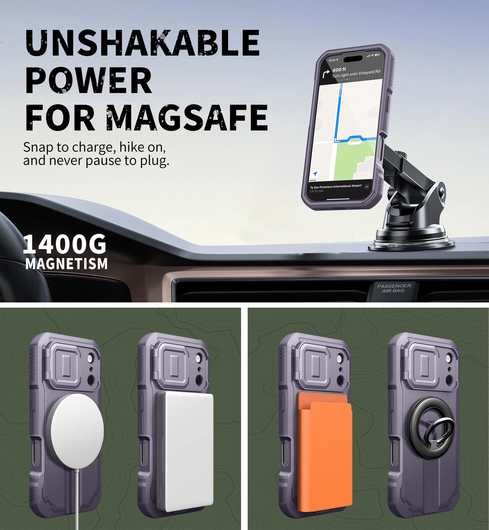 Dexnor Case For iPhone 17 Pro With Flip Camera Cover MagSafe Heavy-duty Shockproof Bumper Full Body Built-in Screen Protector 6.3 Inch