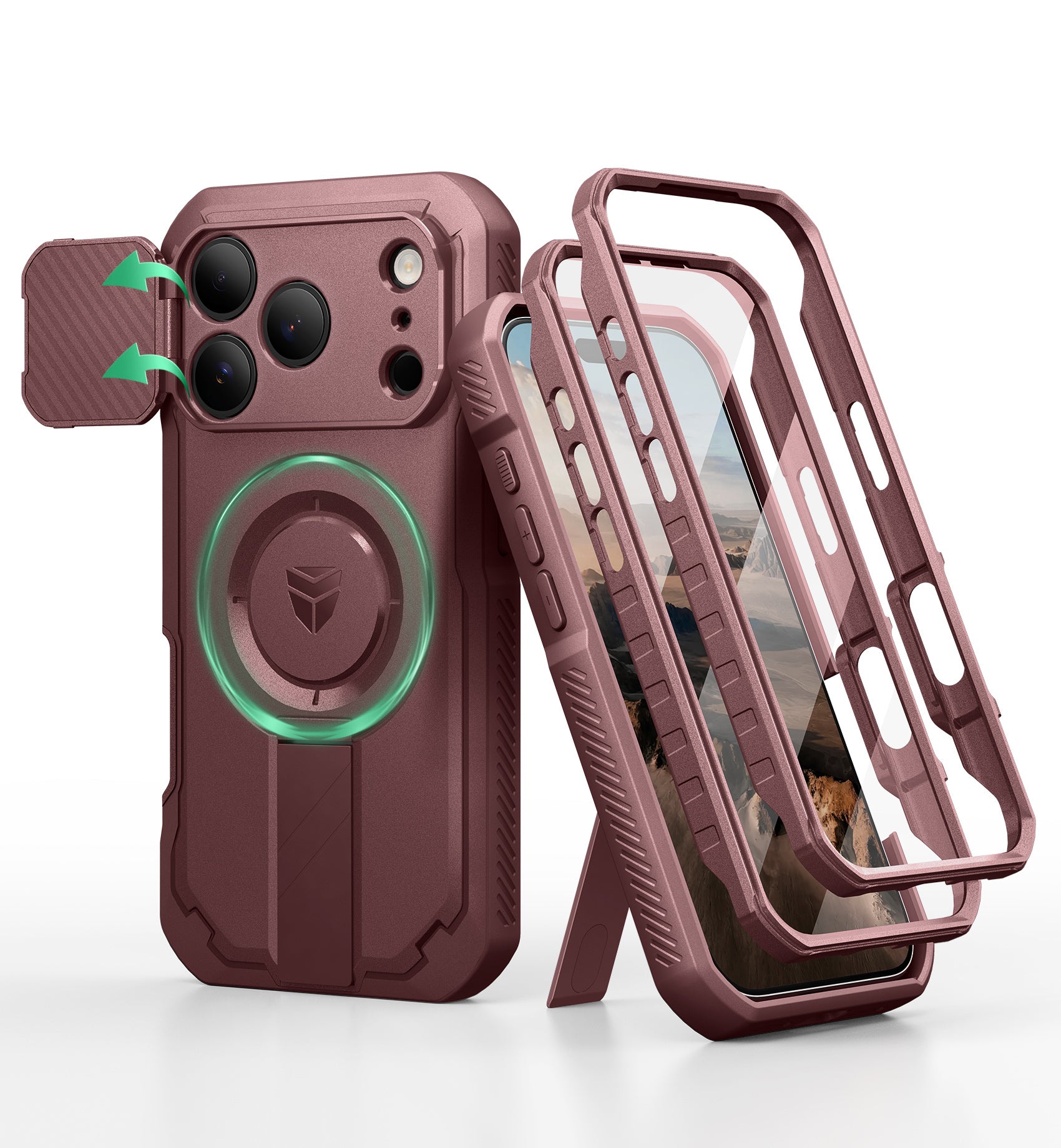 Dexnor Case For iPhone 17 Pro With Flip Camera Cover MagSafe Heavy-duty Shockproof Bumper Full Body Built-in Screen Protector 6.3 Inch