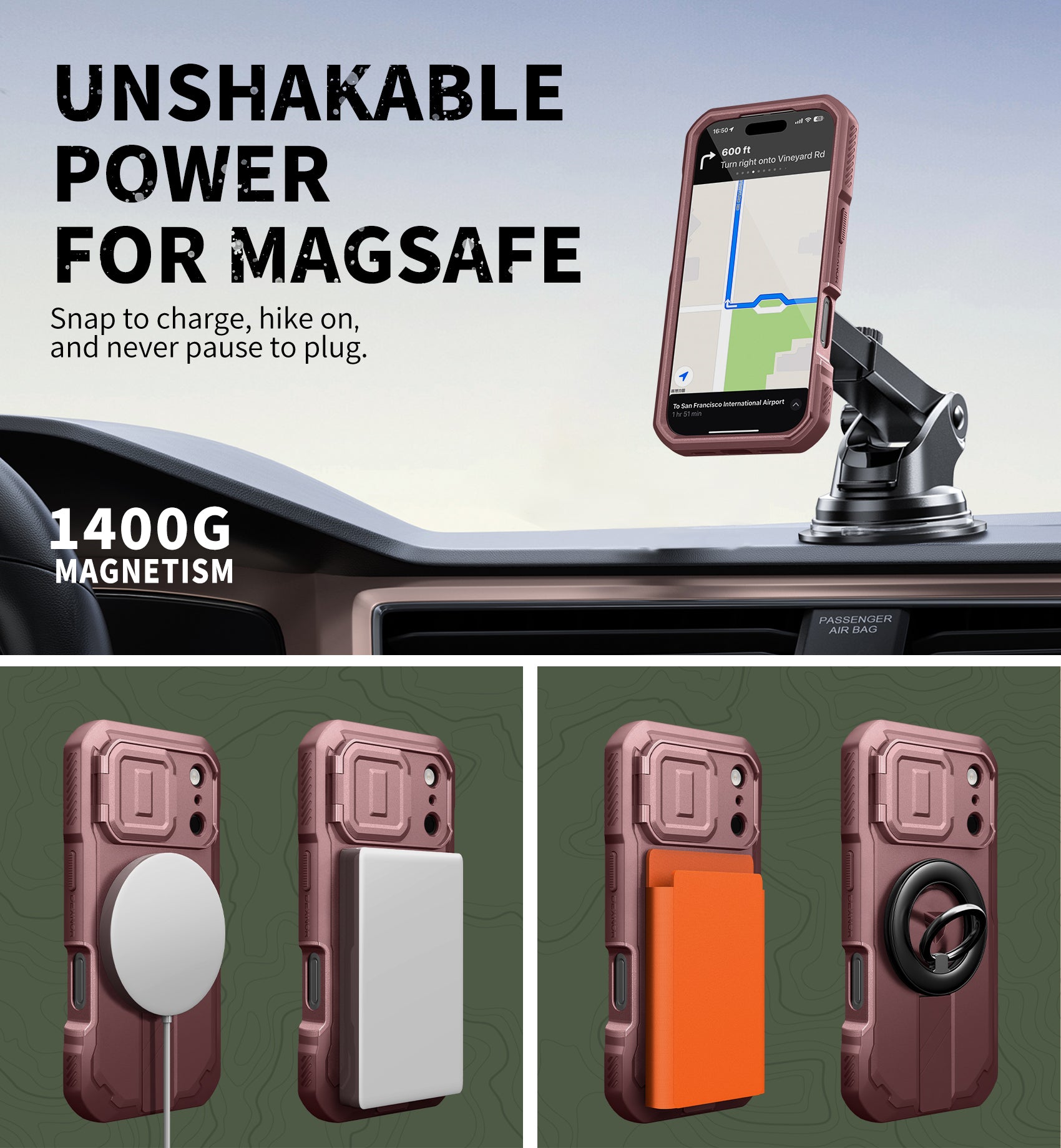 Dexnor Case For iPhone 17 Pro With Flip Camera Cover MagSafe Heavy-duty Shockproof Bumper Full Body Built-in Screen Protector 6.3 Inch