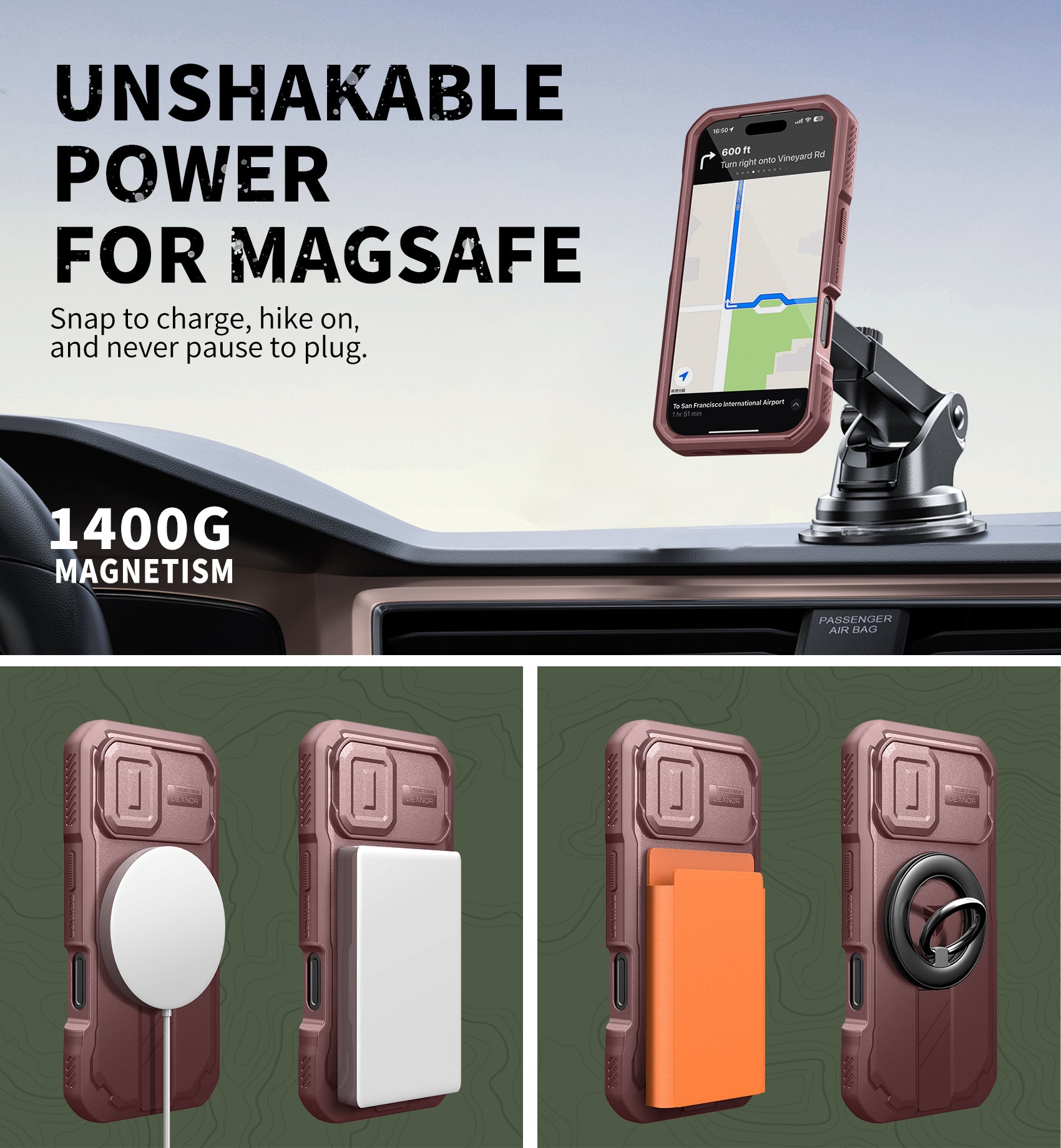 Dexnor Case For iPhone 17 With Slide Camera Cover MagSafe Heavy-duty Shockproof Bumper Full Body Built-in Screen Protector 6.3 Inch