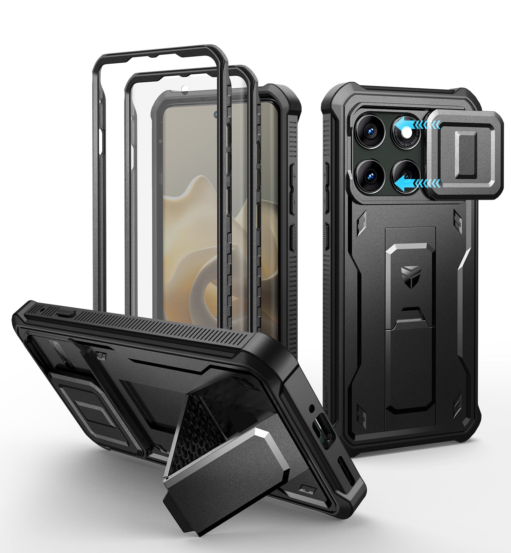 Dexnor Full Body Case for Moto Edge 5G 2025 With Screen Protector And Slide Camera Bumper Kickstand Heavy-duty Shockproof Cover
