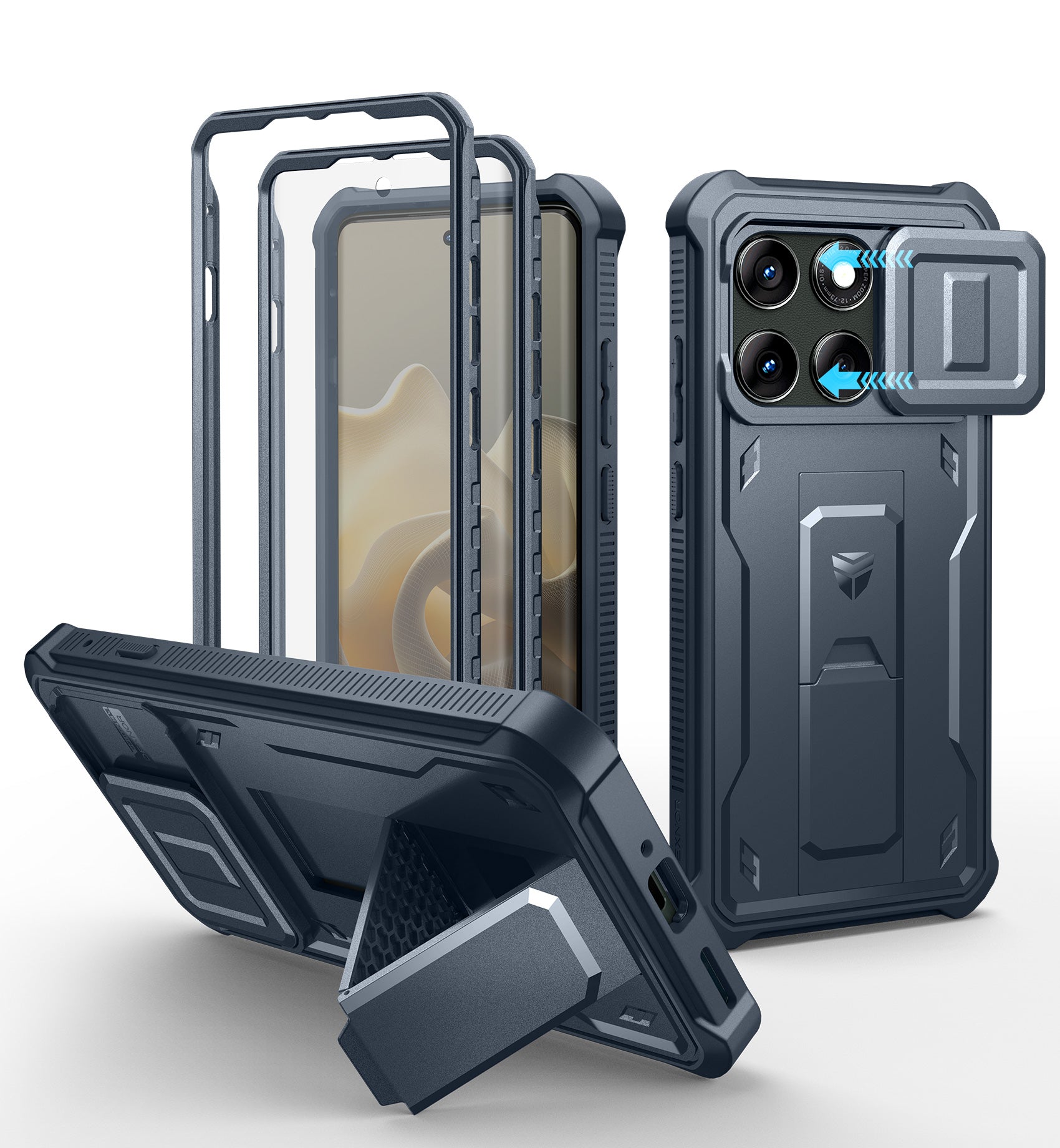Dexnor Full Body Case for Moto Edge 5G 2025 With Screen Protector And Slide Camera Bumper Kickstand Heavy-duty Shockproof Cover