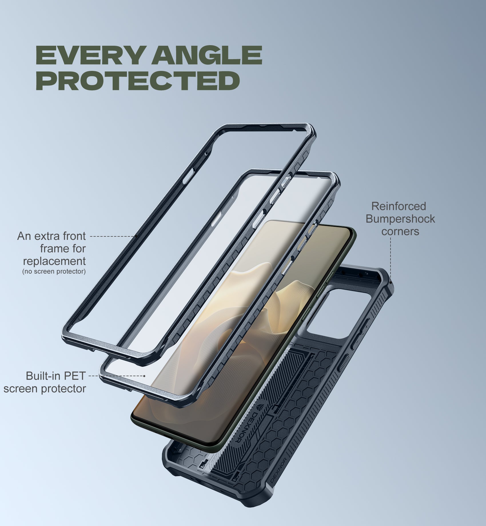 Dexnor Full Body Case for Moto Edge 5G 2025 With Screen Protector And Slide Camera Bumper Kickstand Heavy-duty Shockproof Cover
