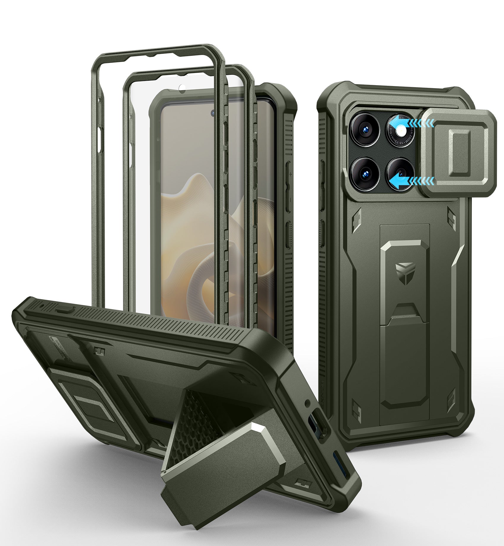 Dexnor Full Body Case for Moto Edge 5G 2025 With Screen Protector And Slide Camera Bumper Kickstand Heavy-duty Shockproof Cover