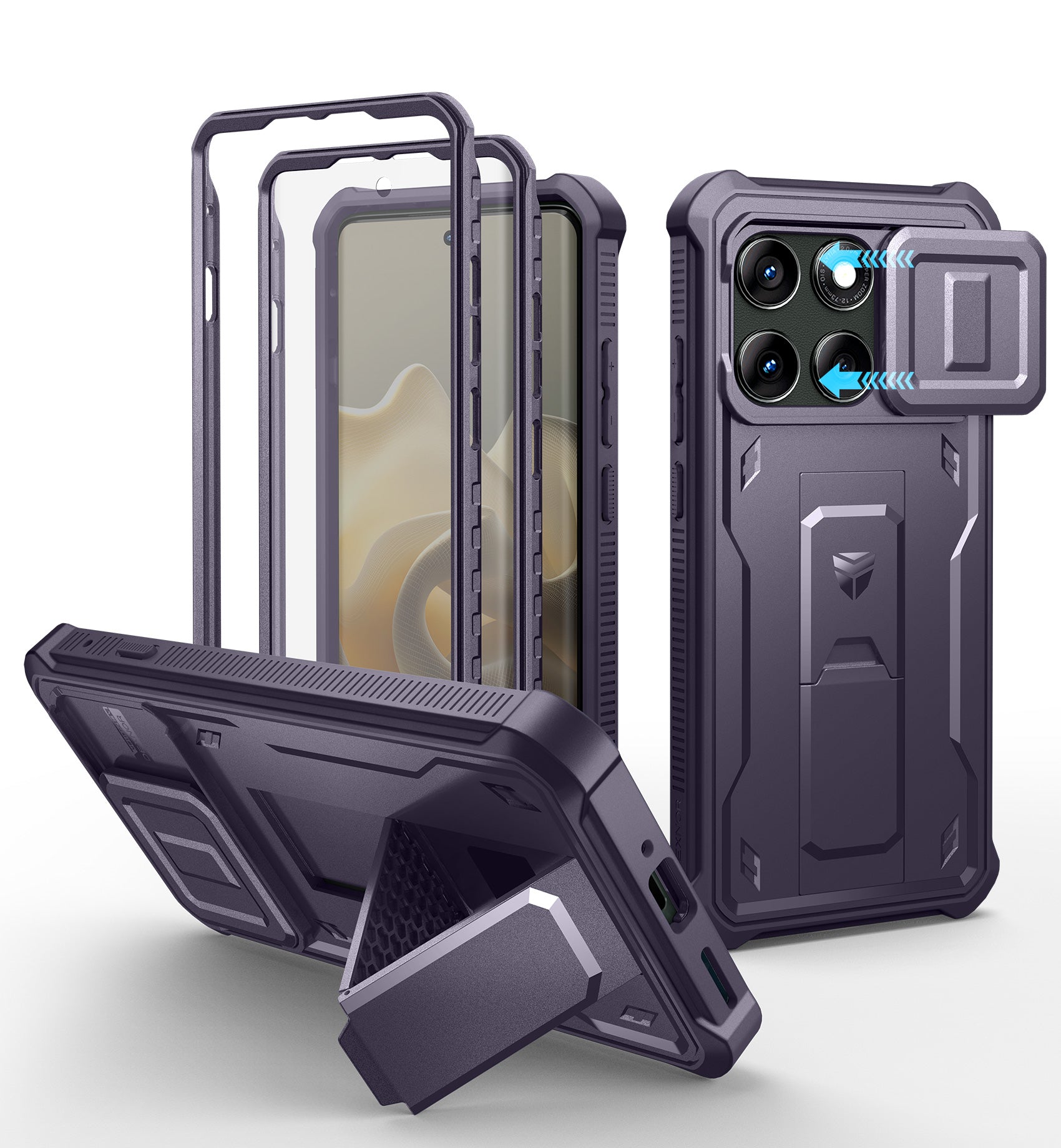 Dexnor Full Body Case for Moto Edge 5G 2025 With Screen Protector And Slide Camera Bumper Kickstand Heavy-duty Shockproof Cover