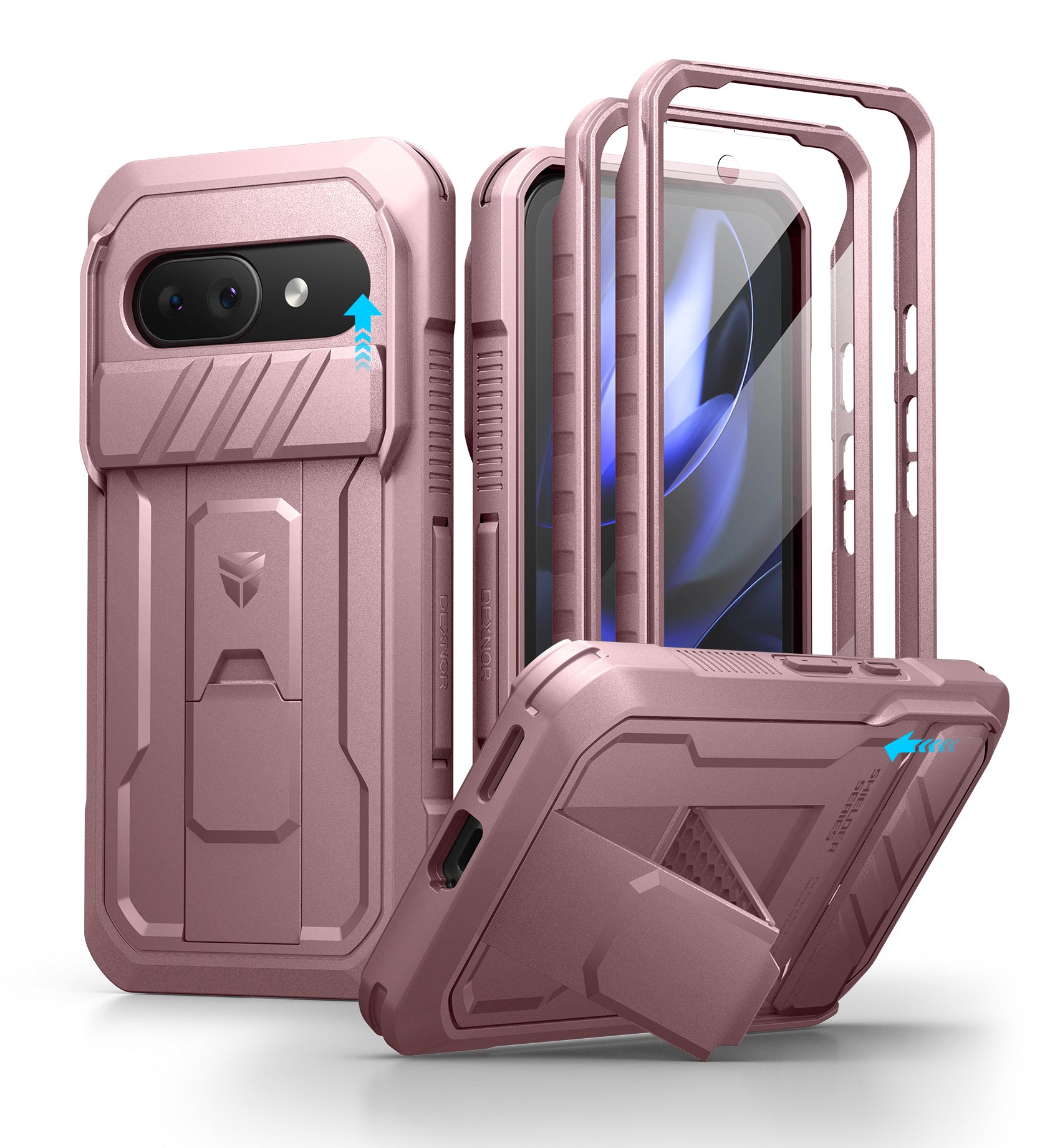 Dexnor Case for Google Pixel 9A With Screen Protector Full Body Bumper Kickstand Heavy-duty Shockproof Rugged Cover.