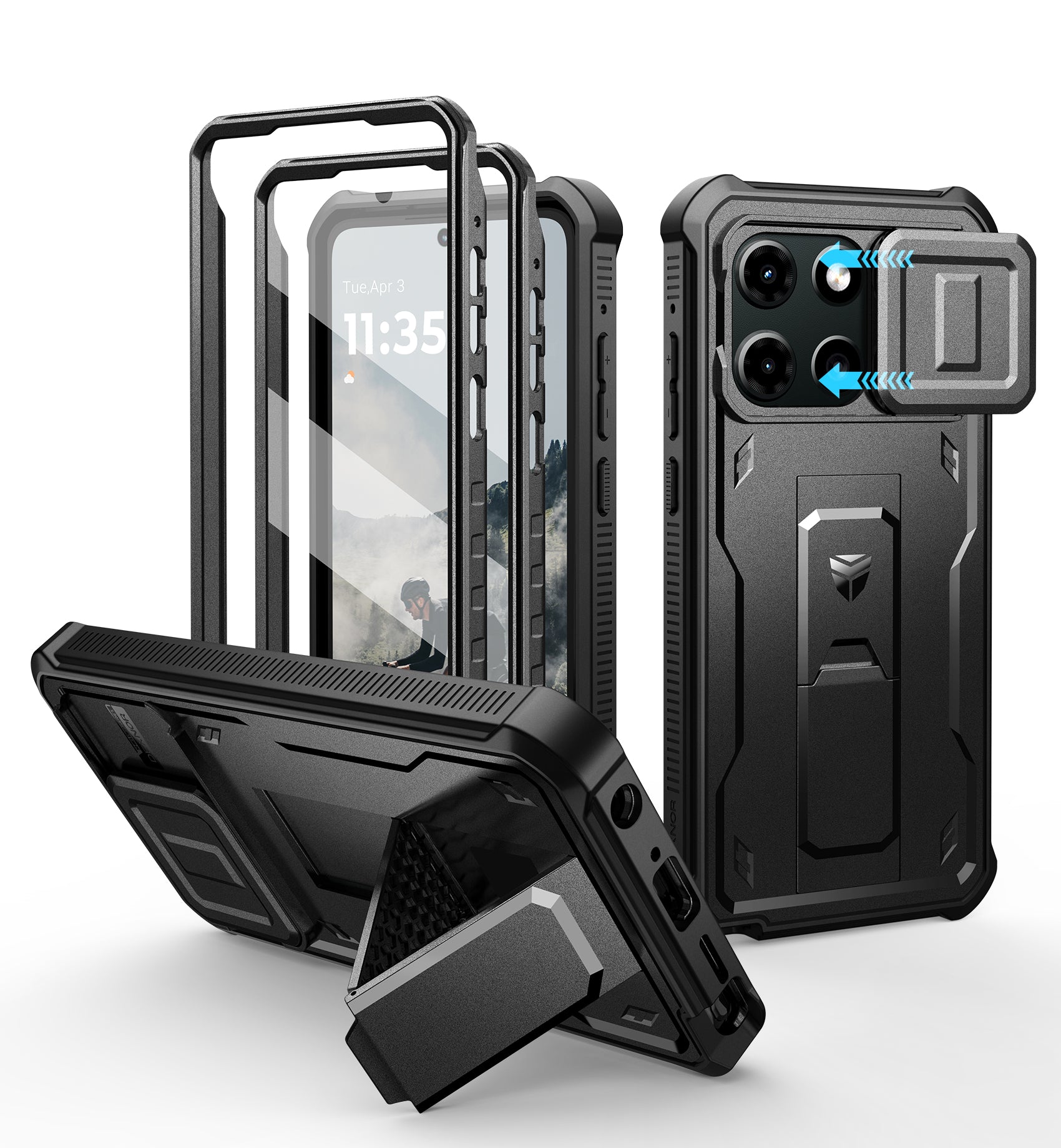 Dexnor Full Body Case for Moto G-Stylus 5G 2025 With Screen Protector And Slide Camera Bumper Kickstand Heavy-duty Shockproof Cover