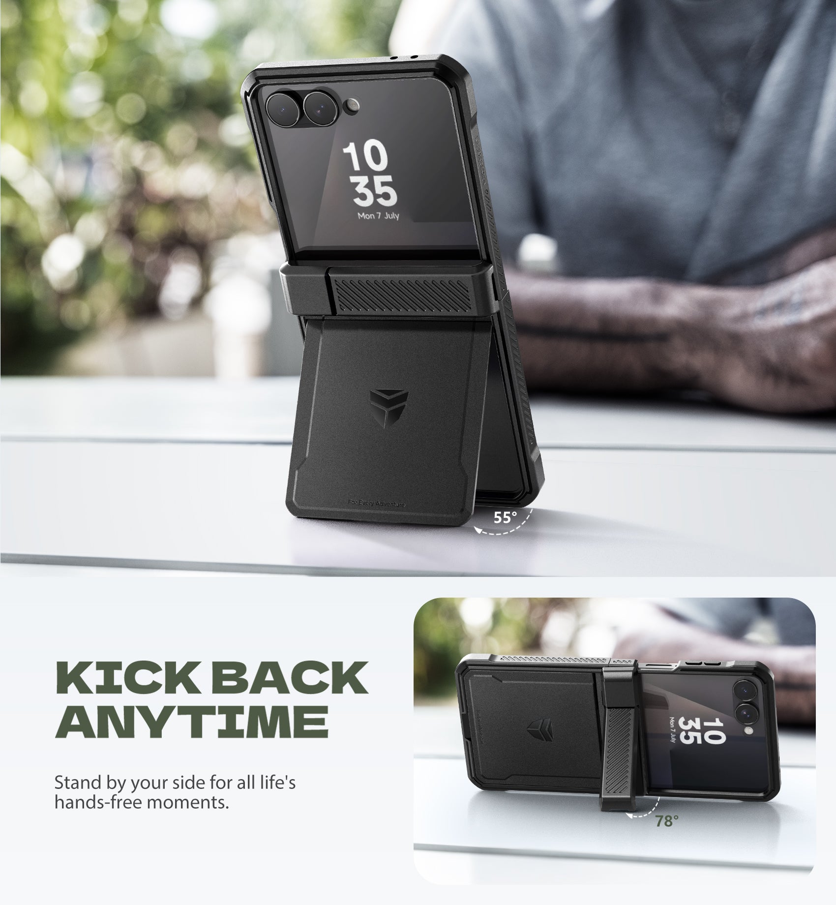 Dexnor Full Body Case For Samsung Galaxy Z Flip 7 with Dual Kickstands  Auto-Close Hinge Protection Screen Protector Shockproof Bumper Cover