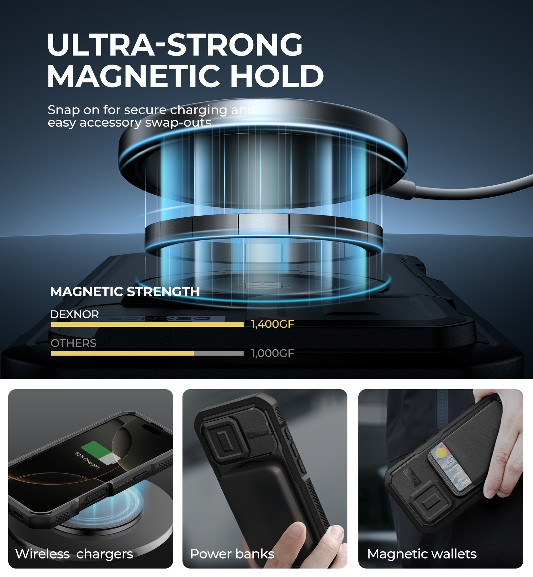 Dexnor Black Case For iPhone 16 Pro With Slide Camera Cover MagSafe Heavy-duty Shockproof Full Body Built-in Screen Protector Adjustable Kickstand