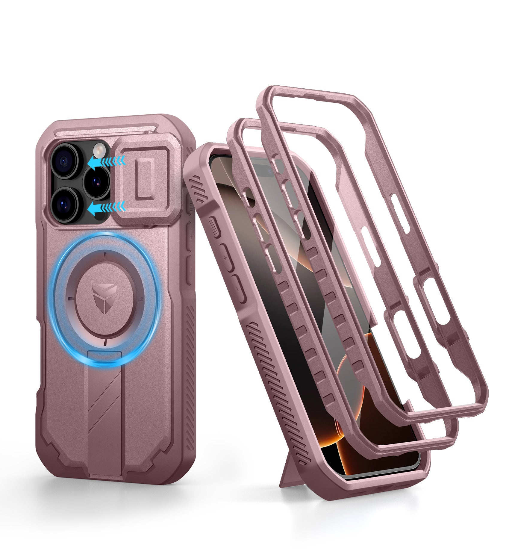 Dexnor Hoesje voor iPhone 16 Pro - Met Camera Cover, Kickstand en Schermbeschermer, Schokbestendig-Blau Dexnor Hoesje voor iPhone 16 Pro - Met Camera Cover, Kickstand en Schermbeschermer, Schokbestendig-Blau