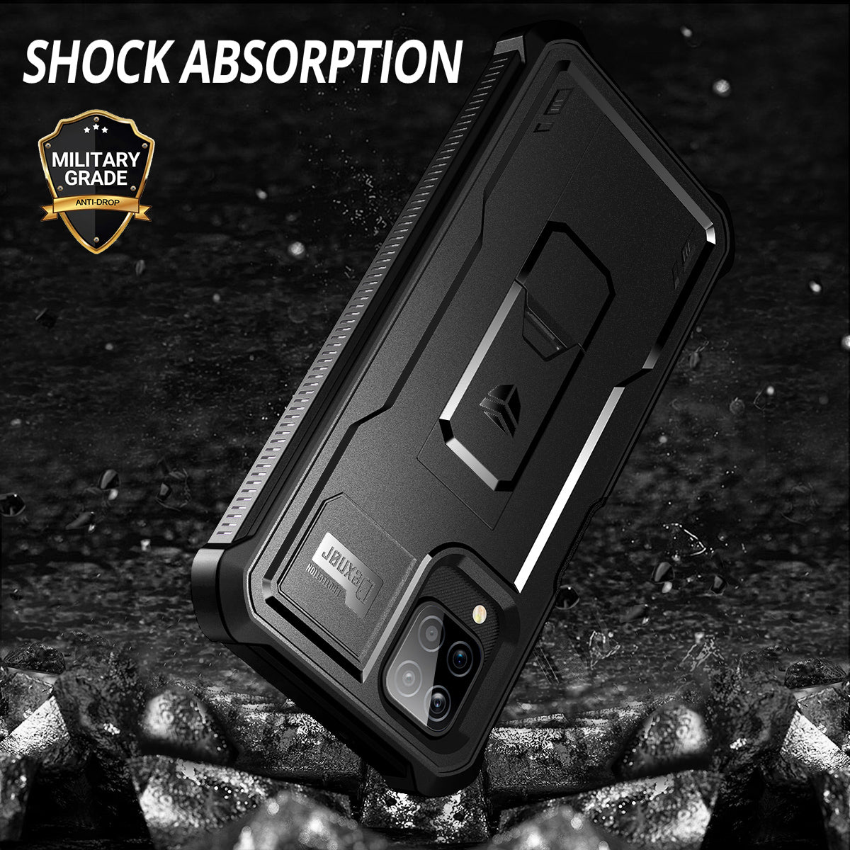 Dexnor Case for Samsung Galaxy A12 5G With Single Screen Protector Full Body Bumper Kickstand Heavy-duty Shockproof Rugged Cover.