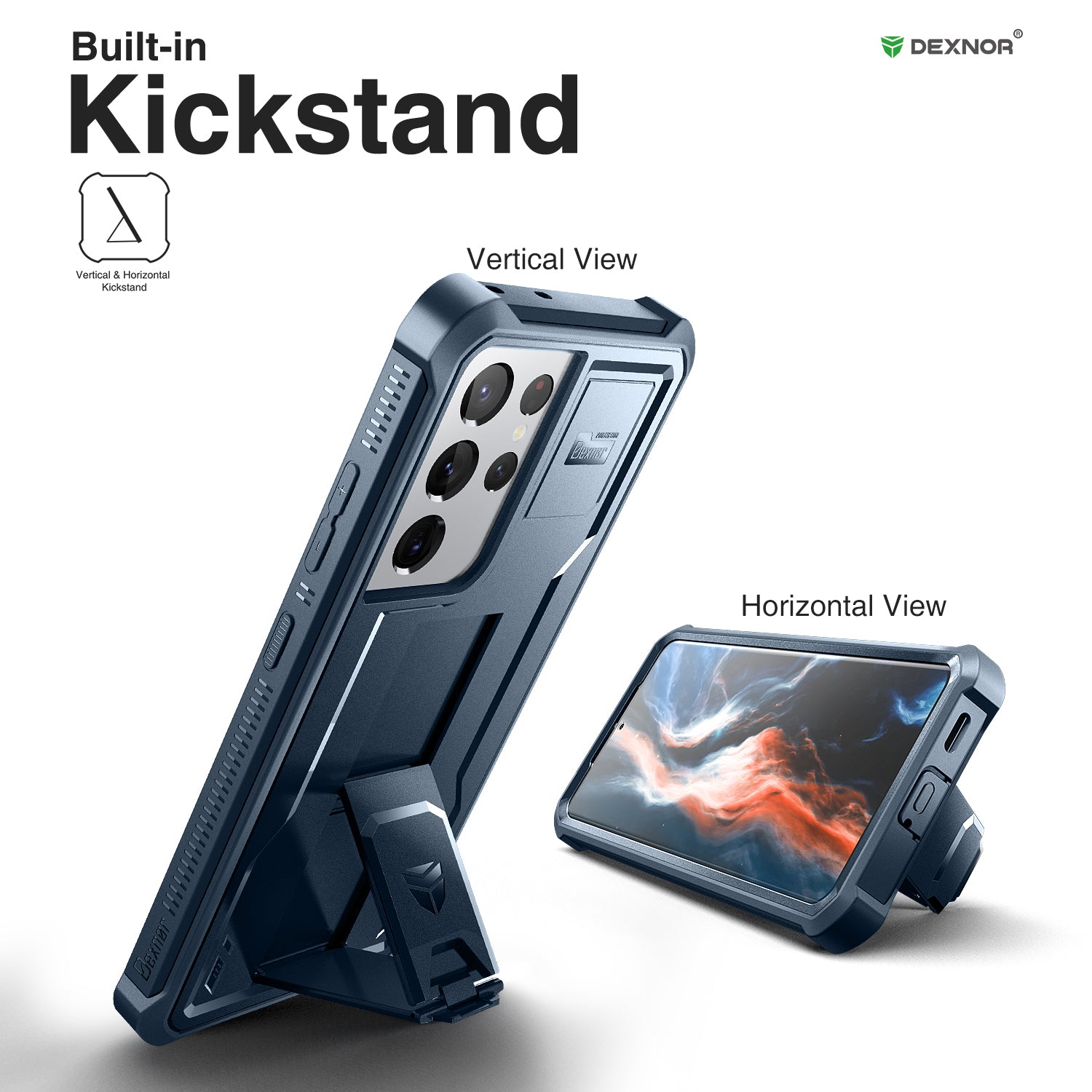 Dexnor Case for Samsung Galaxy S21 Ultra With Single Screen Protector Full Body Bumper Kickstand Heavy-duty Shockproof Grade Cover.