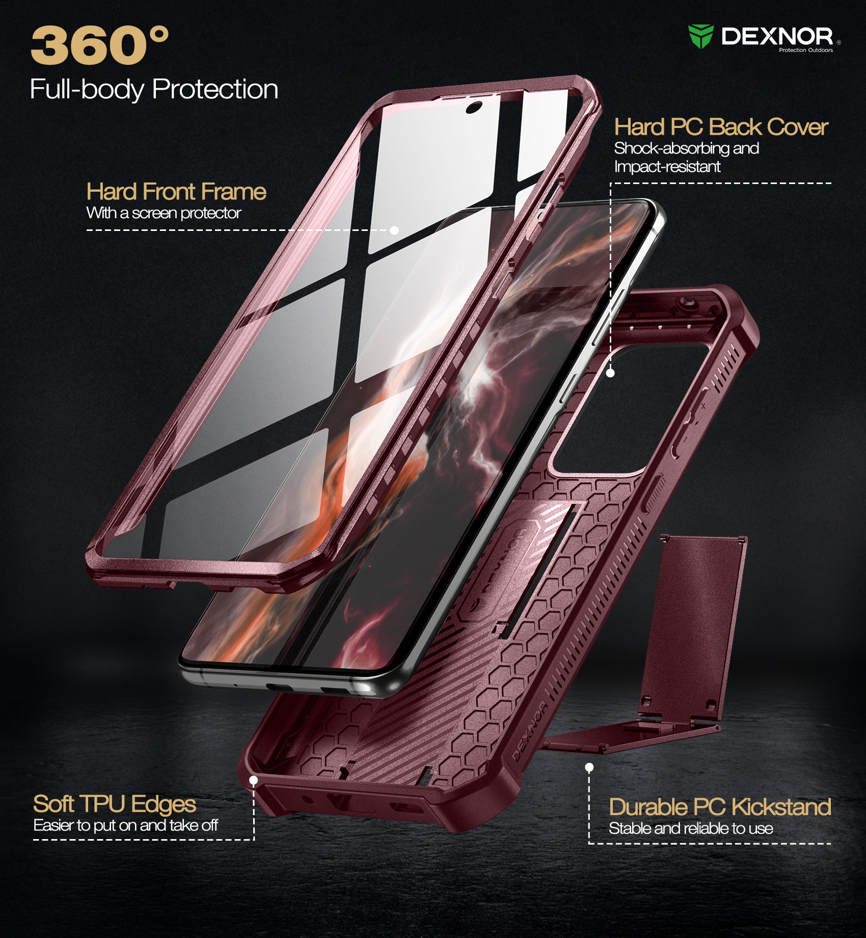 Dexnor Case for Samsung Galaxy S20 Ultra With Single Screen Protector Full Body Bumper Kickstand Heavy-duty Shockproof Rugged Cover.