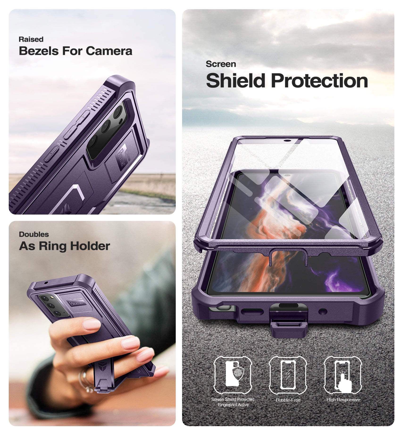 Dexnor Case for Samsung Galaxy Note 20 With Single Screen Protector Full Body Bumper Kickstand Heavy-duty Shockproof Rugged Military Grade Cover.