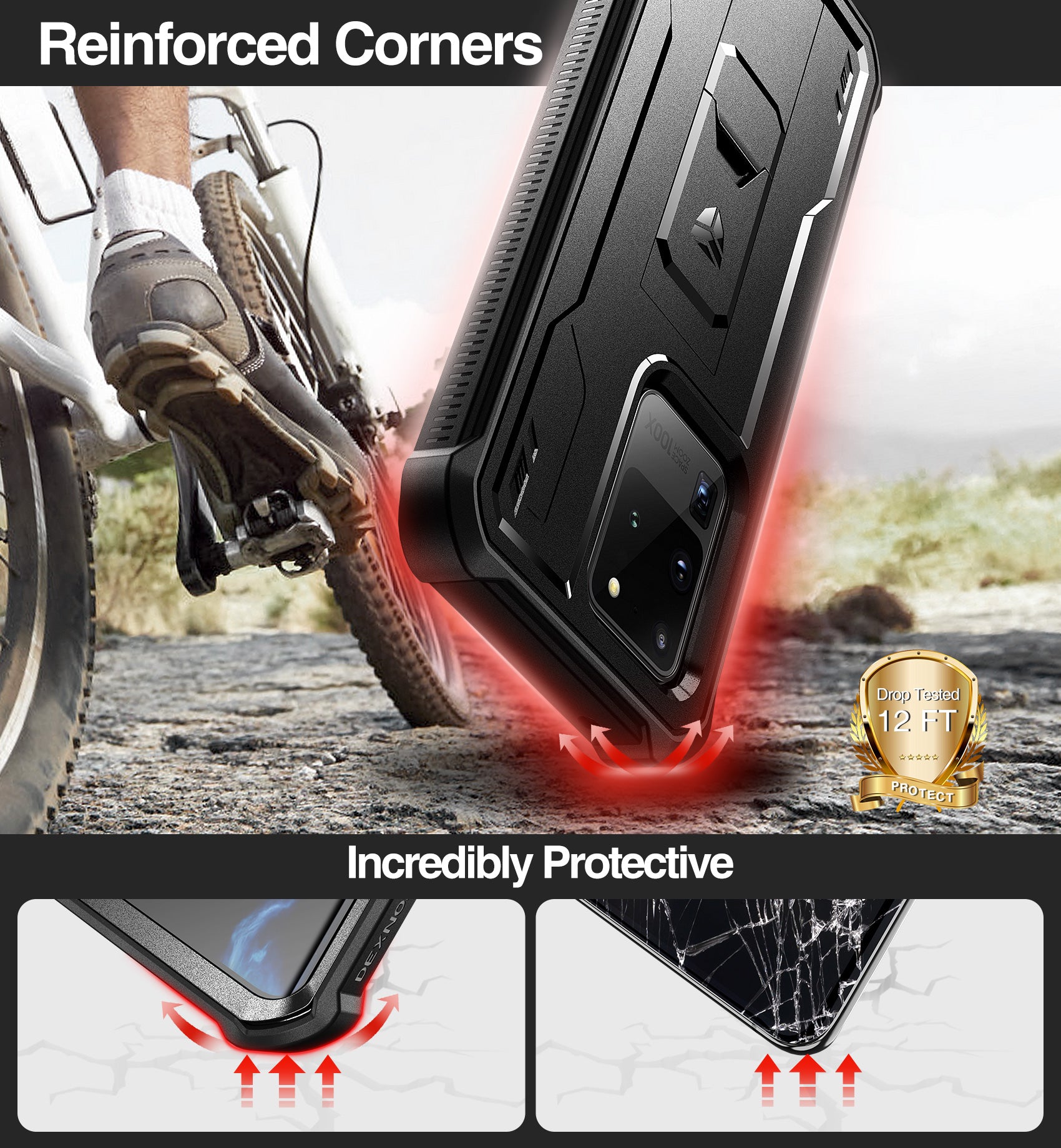 Dexnor Case for Samsung Galaxy S20 Ultra With Single Screen Protector Full Body Bumper Kickstand Heavy-duty Shockproof Rugged Cover.