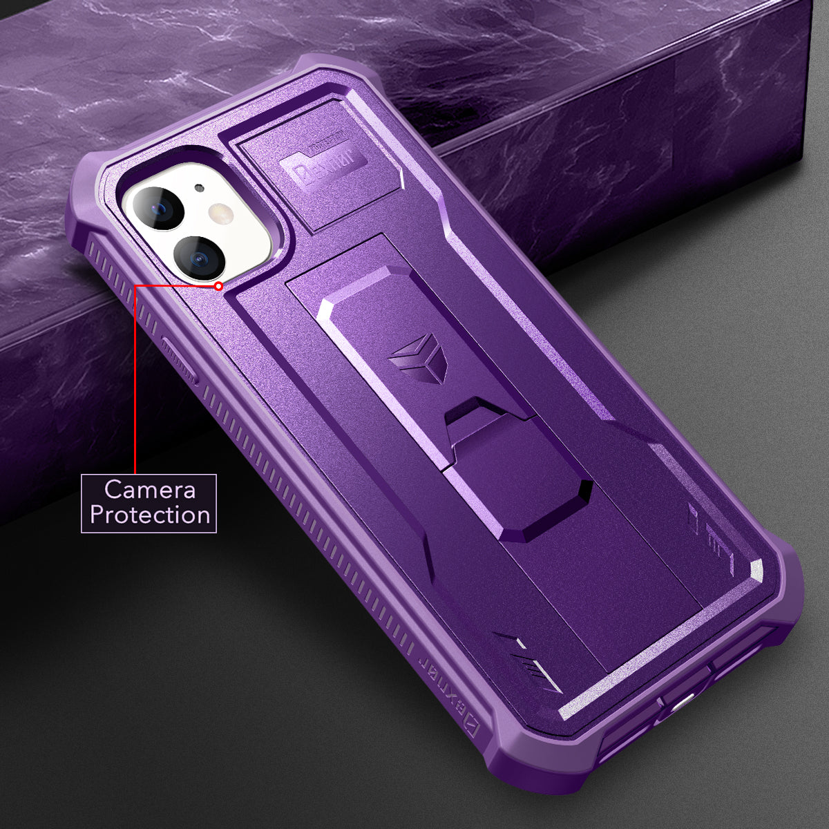 Dexnor Case for iPhone 11 With Screen Protector Full Body Bumper Kickstand Heavy-duty Shockproof Rugged Military Grade Cover.