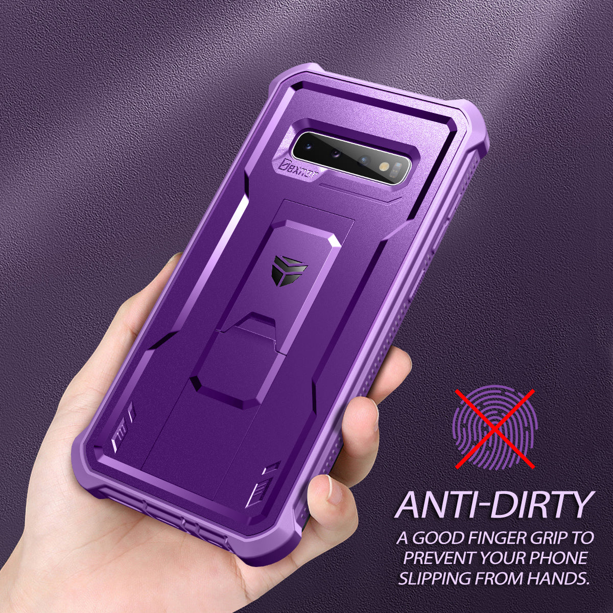 Dexnor Case for Samsung Galaxy S10 With Single Screen Protector Full Body Bumper Kickstand Heavy-duty Shockproof Rugged  Cover.