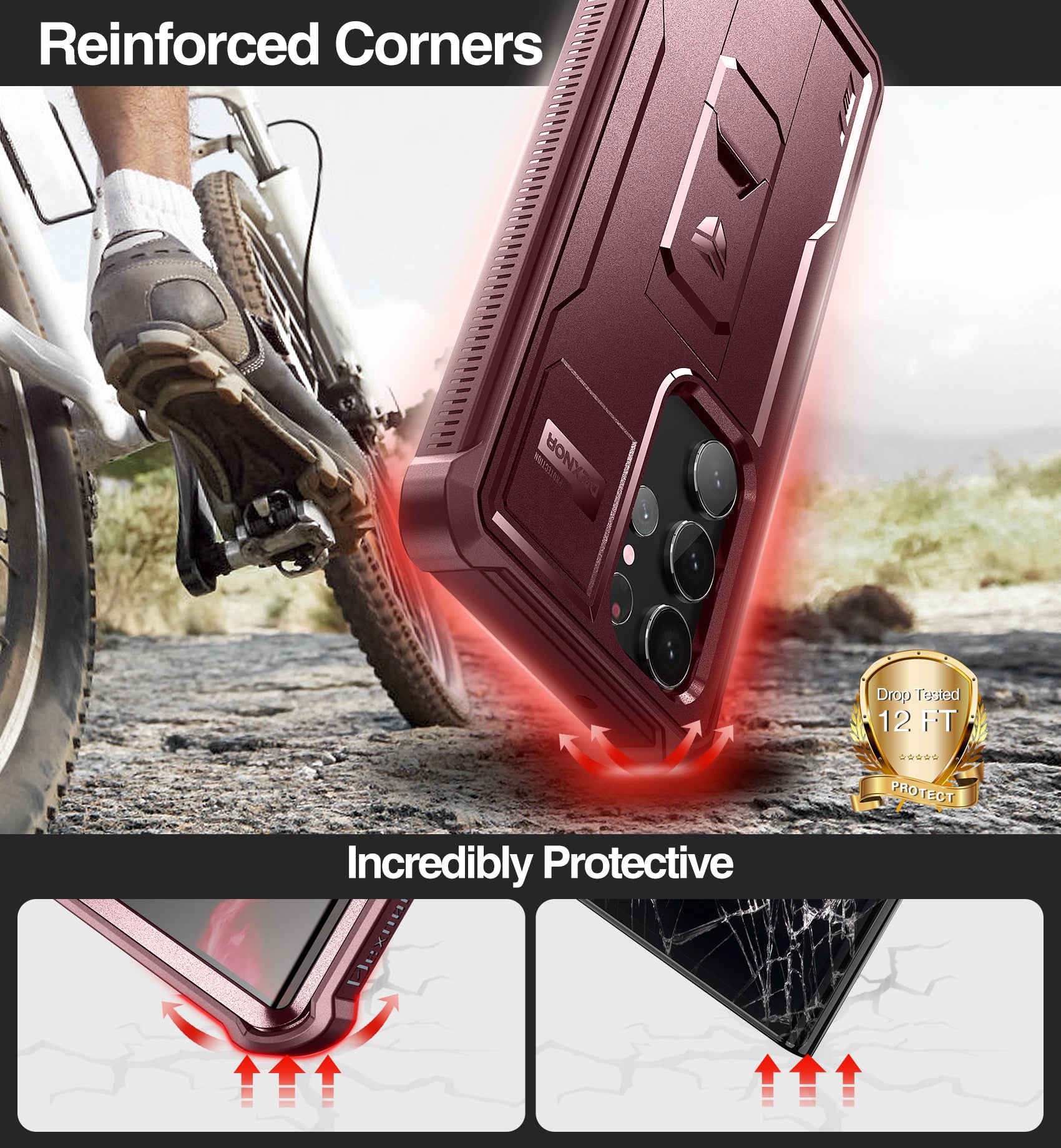 Dexnor Case for Samsung Galaxy S23 Ultra With Screen Protector Full Body Bumper Kickstand Heavy-duty Shockproof Cover
