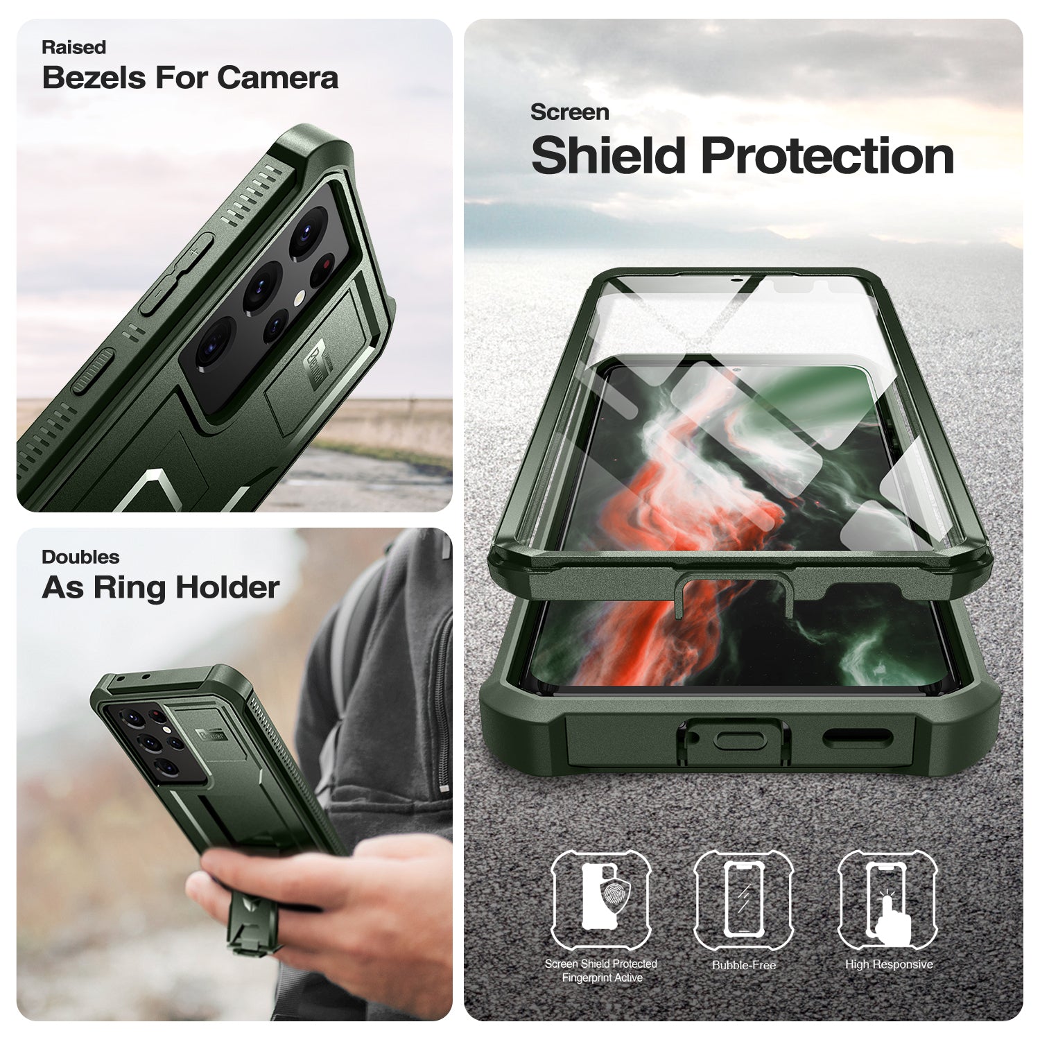 Dexnor Case for Samsung Galaxy S21 Ultra With Single Screen Protector Full Body Bumper Kickstand Heavy-duty Shockproof Grade Cover.