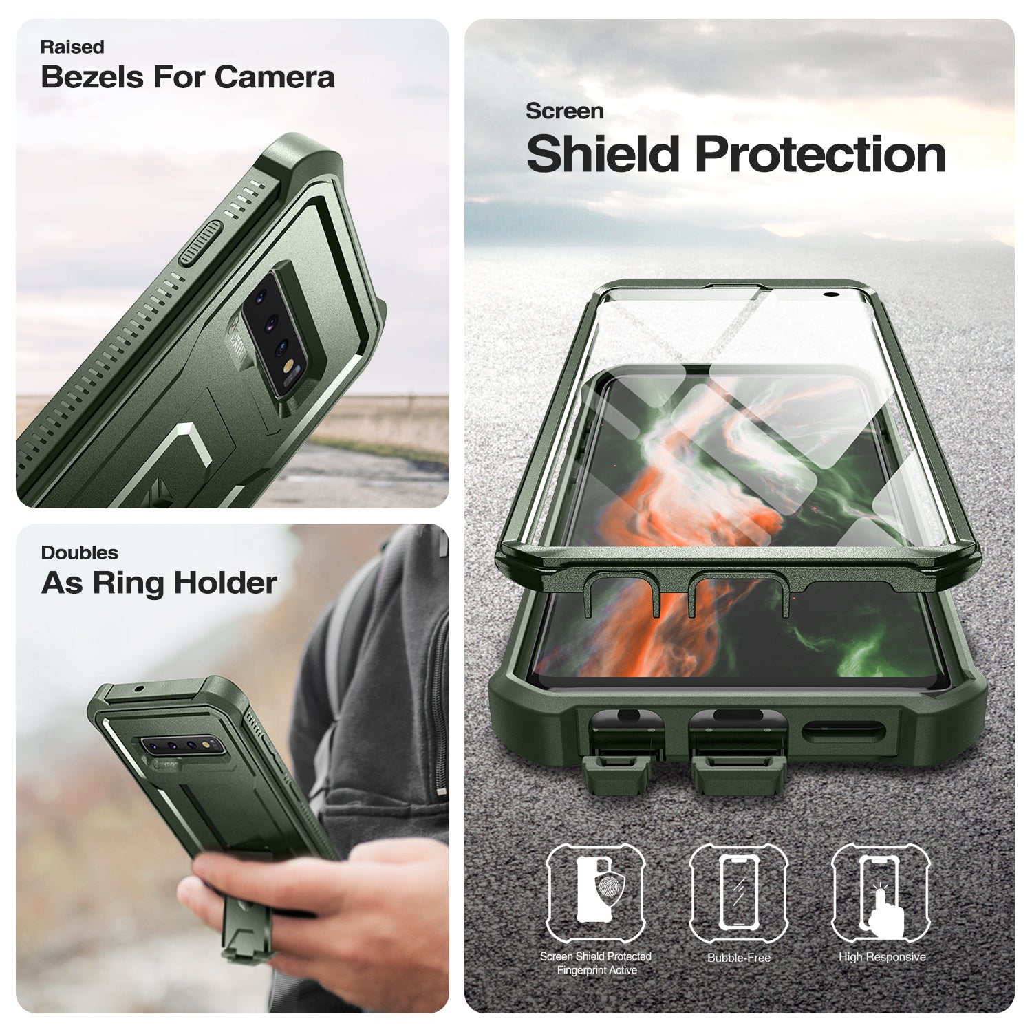 Dexnor Case for Samsung Galaxy S10 With Single Screen Protector Full Body Bumper Kickstand Heavy-duty Shockproof Rugged  Cover.