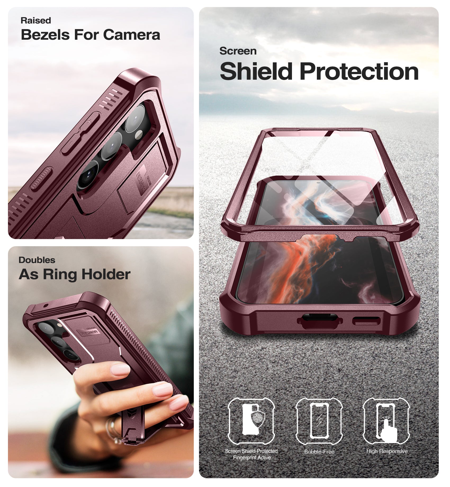 Dexnor Case for Samsung Galaxy S23 Plus With Screen Protector Full Body Bumper Kickstand Heavy-duty Shockproof Rugged Military Grade Cover.