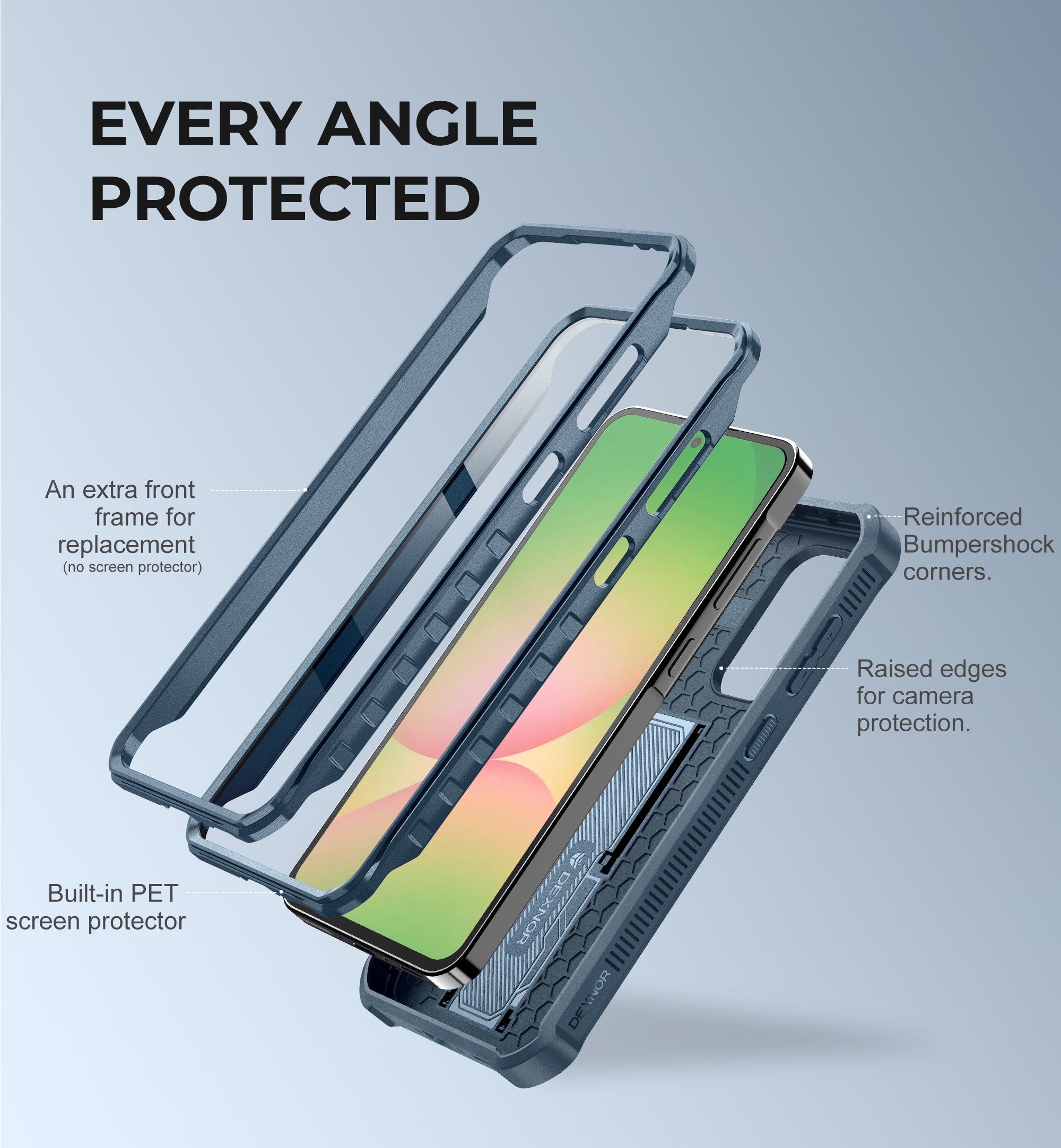 Dexnor Full Body Case for Samsung Galaxy A56 5G With Screen Protector And Slide Camera Bumper Kickstand Heavy-duty Shockproof Cover