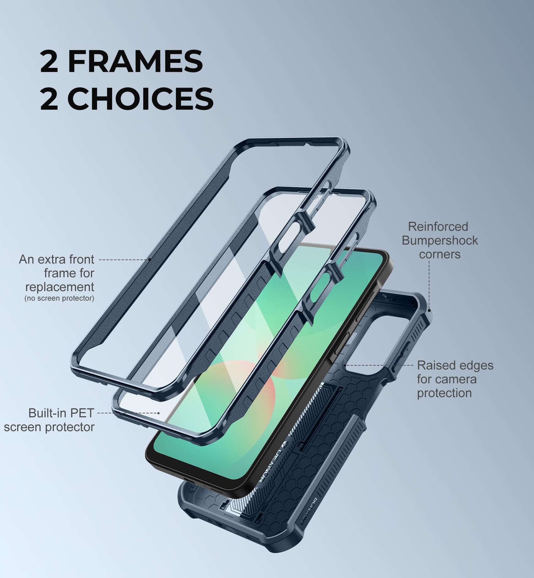 Dexnor Full Body Case for Samsung Galaxy A26 5G With Screen Protector And Slide Camera Bumper Kickstand Heavy-duty Shockproof Cover