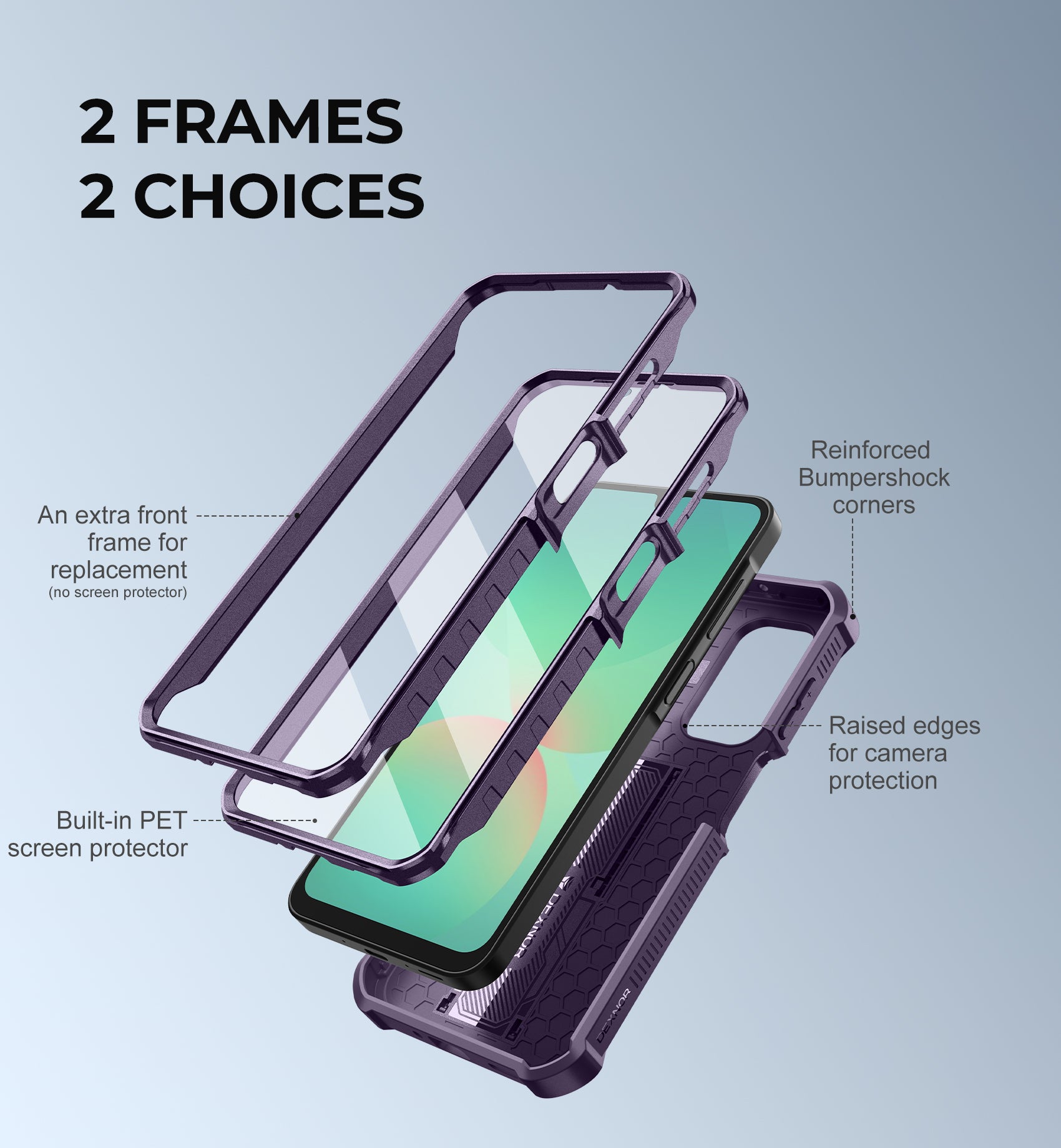 Dexnor Full Body Case for Samsung Galaxy A26 5G With Screen Protector And Slide Camera Bumper Kickstand Heavy-duty Shockproof Cover