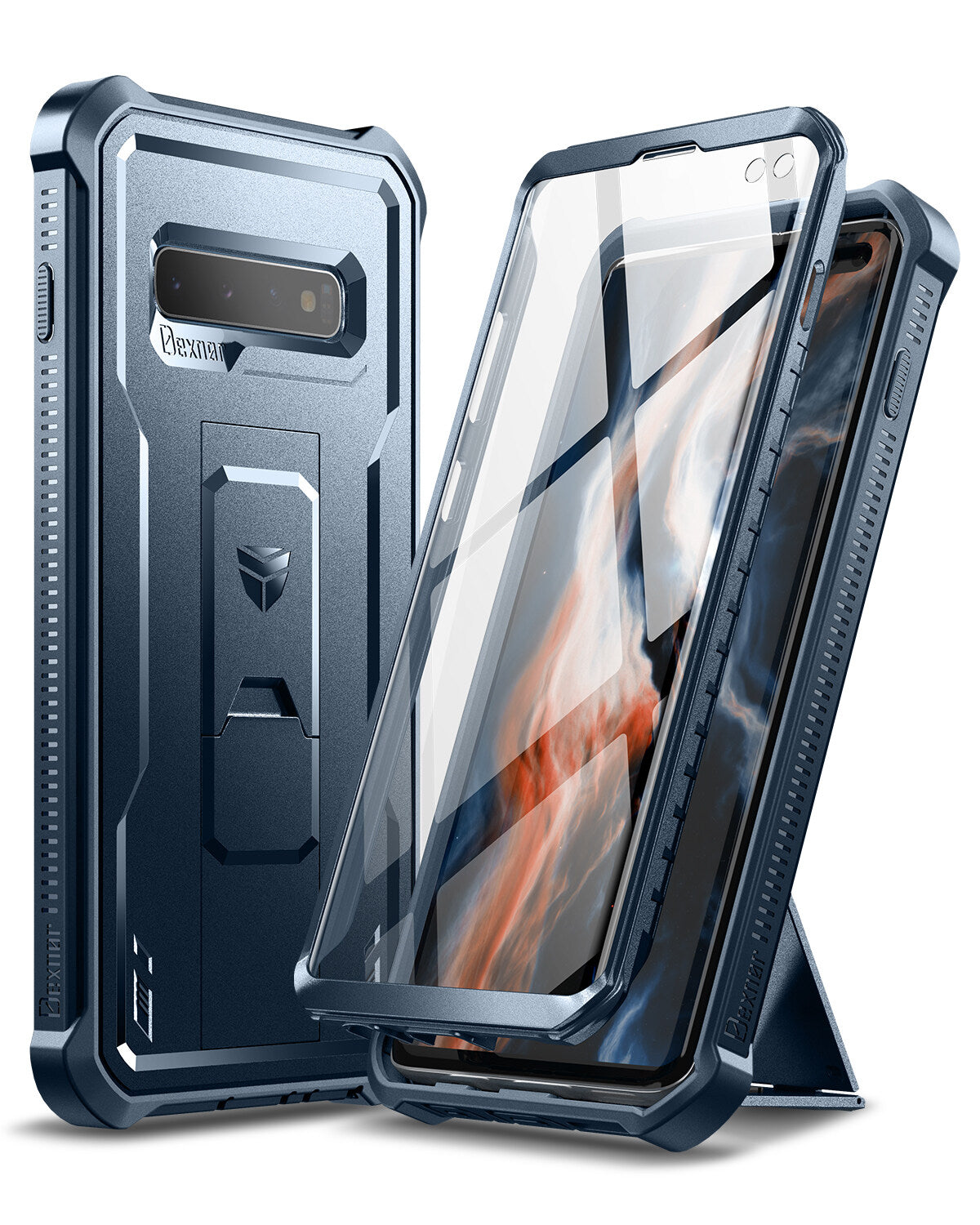 Dexnor Case for Samsung Galaxy S10 Plus With Single Screen Protector Full Body Bumper Kickstand Heavy-duty Shockproof Rugged  Cover