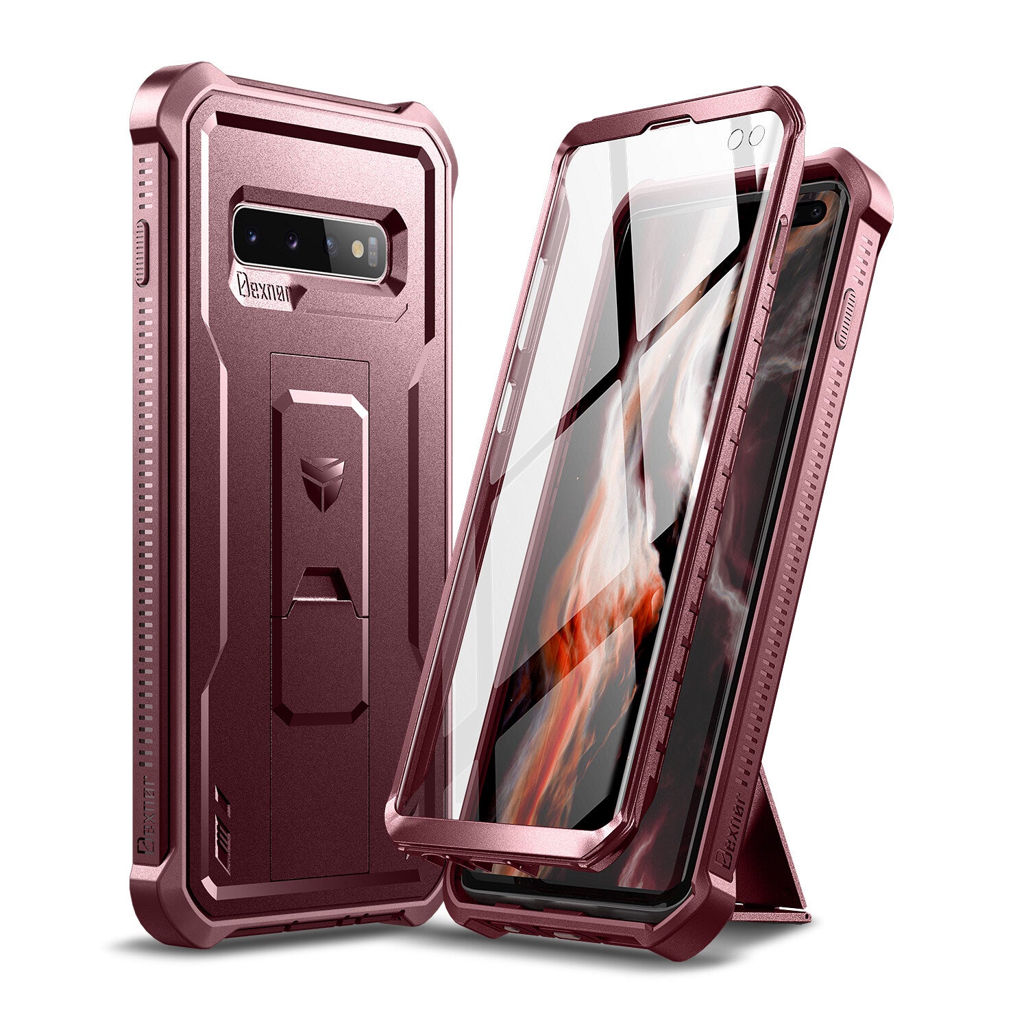 Dexnor Case for Samsung Galaxy S10 Plus With Single Screen Protector Full Body Bumper Kickstand Heavy-duty Shockproof Rugged  Cover
