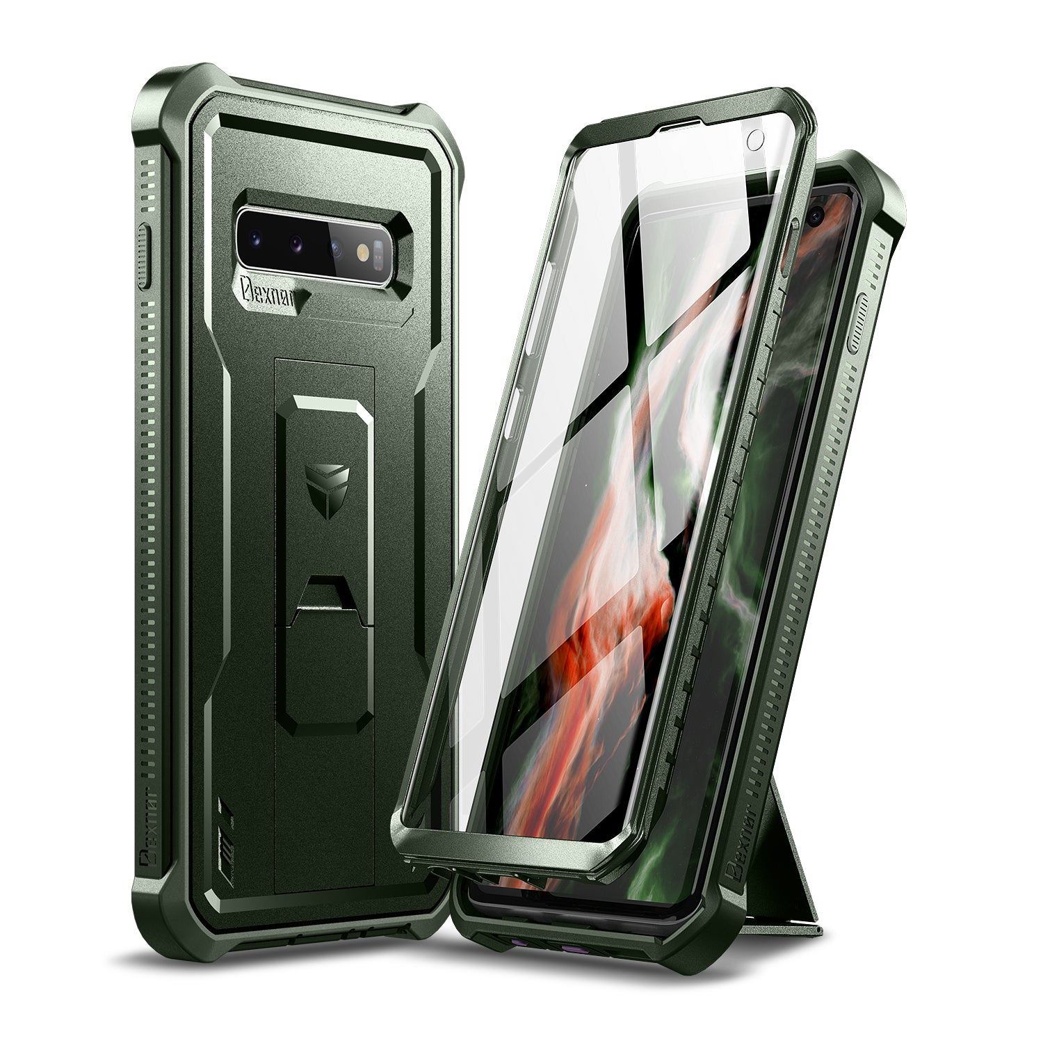 Dexnor Case for Samsung Galaxy S10 With Single Screen Protector Full Body Bumper Kickstand Heavy-duty Shockproof Rugged  Cover.
