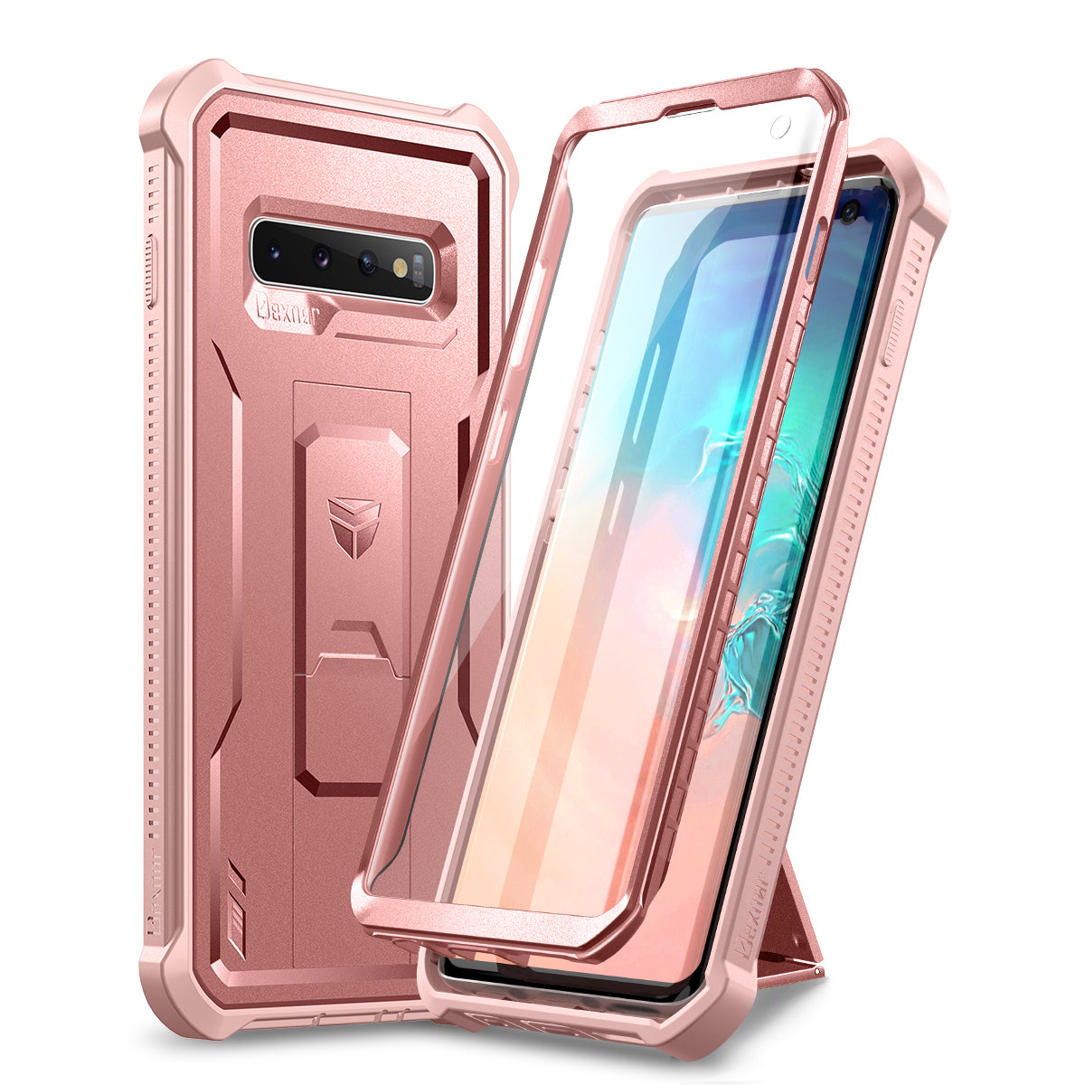 Dexnor Case for Samsung Galaxy S10 With Single Screen Protector Full Body Bumper Kickstand Heavy-duty Shockproof Rugged  Cover.